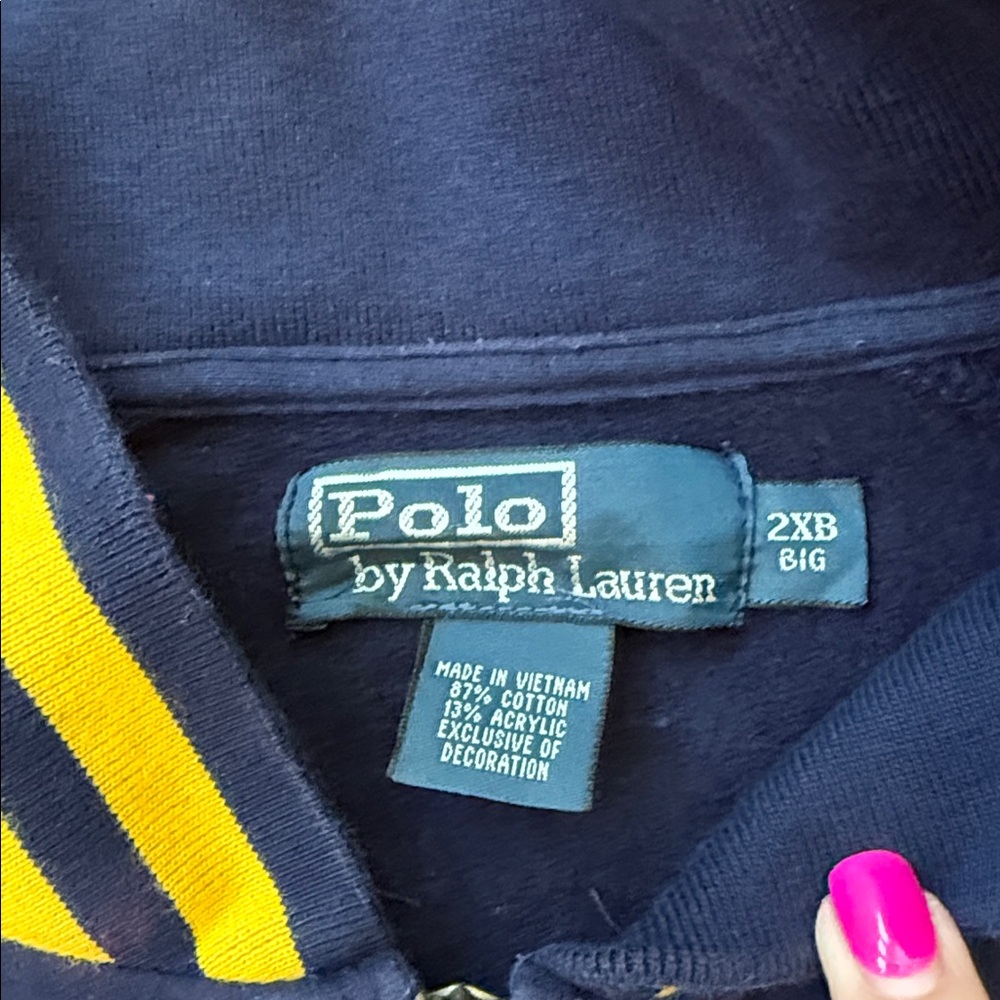 Polo Ralph Lauren Track Jacket Navy Yellow Striped 2XB Big & Tall - Picture 2 of 6